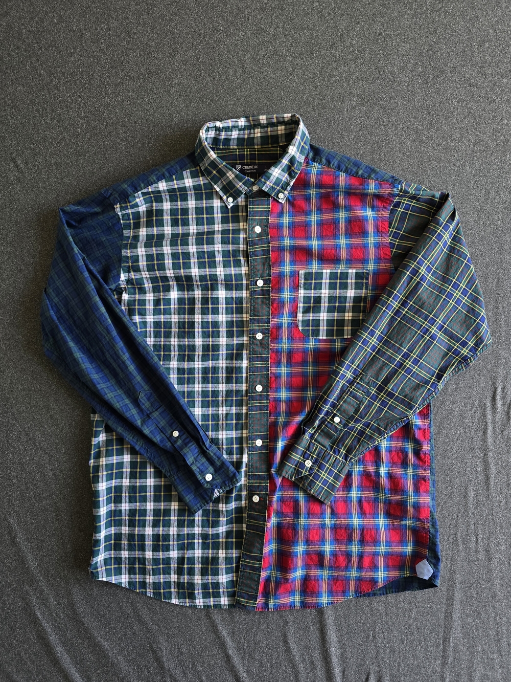 Cremieux Collection Multicolor Plaid Patchwork Shirt Men's Large Button Down